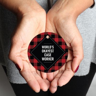 Metal Ornament Case Worker Black Plaid Image 2