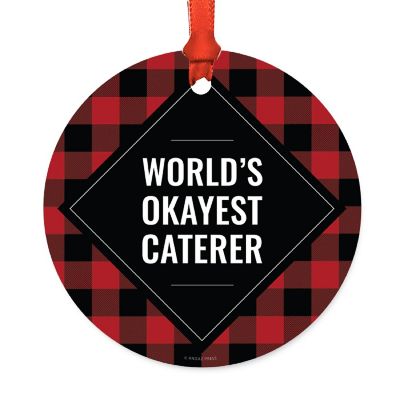 Metal Ornament Caterer Red Black Plaid Image 1