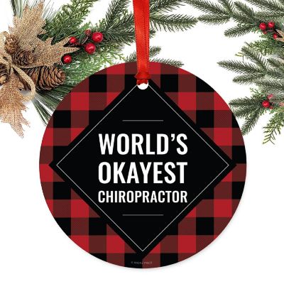 Metal Ornament Chiropractor Black Plaid Image 1