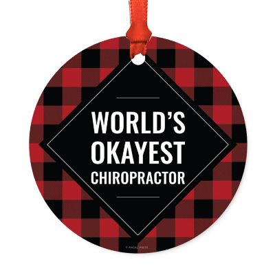 Metal Ornament Chiropractor Black Plaid Image 1