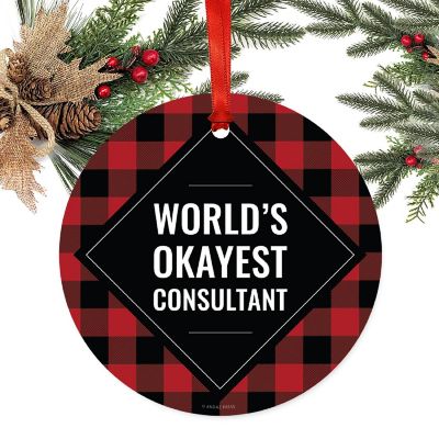 Metal Ornament Consultant Black Plaid Image 1