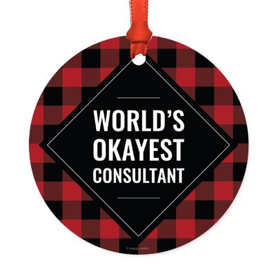 Metal Ornament Consultant Black Plaid Image 1