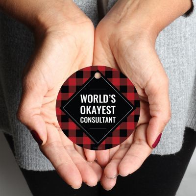 Metal Ornament Consultant Black Plaid Image 2