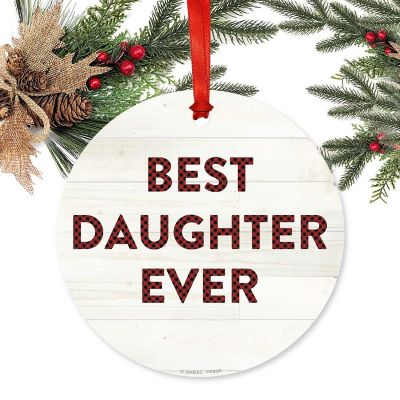 Metal Ornament  Daughter Ever Red Plaid Image 1