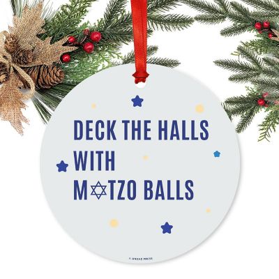 Metal Ornament Deck Halls Matzo Balls Image 1