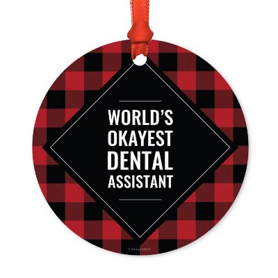 Metal Ornament Dental Assistant Plaid Image 1