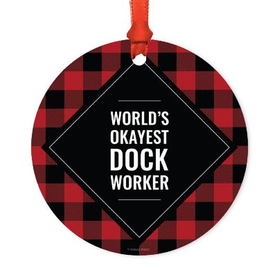 Metal Ornament Dock Worker Black Plaid Image 1