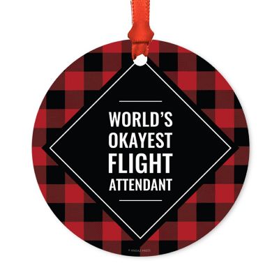 Metal Ornament Flight Attendant Plaid Image 1