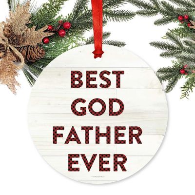 Metal Ornament Godfather Ever Red Plaid Image 1