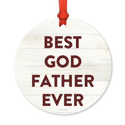 Metal Ornament Godfather Ever Red Plaid Image 2