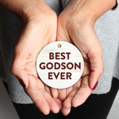 Metal Ornament Godson Ever Red Plaid Image 1