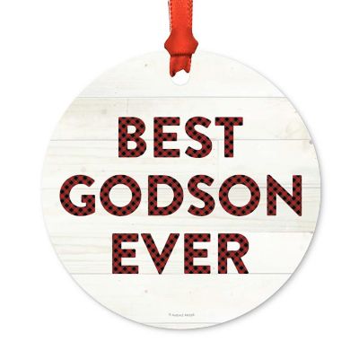 Metal Ornament Godson Ever Red Plaid Image 2