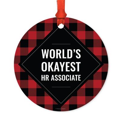 Metal Ornament HR Associate Black Plaid Image 1