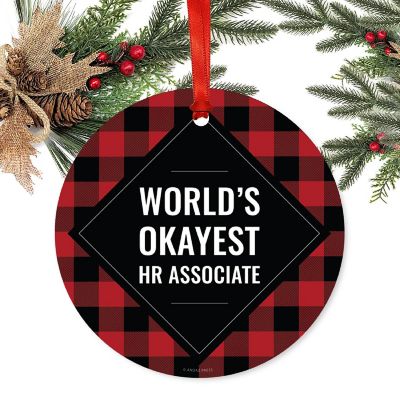 Metal Ornament HR Associate Black Plaid Image 1