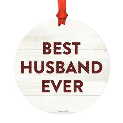 Metal Ornament Husband Ever Red Plaid Image 2