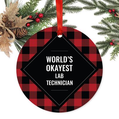 Metal Ornament Lab Technician Plaid Image 1