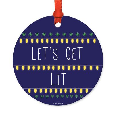 Metal Ornament Let's Get Lit Leaf Image 1