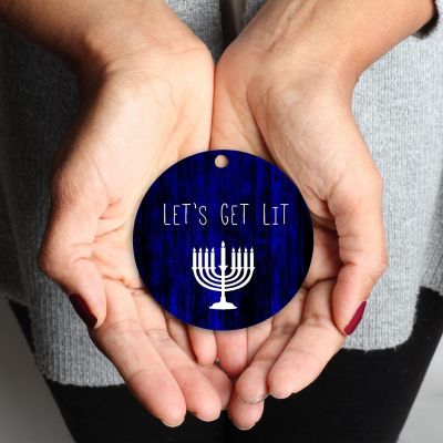 Metal Ornament Let's Get Lit Menorah Image 1