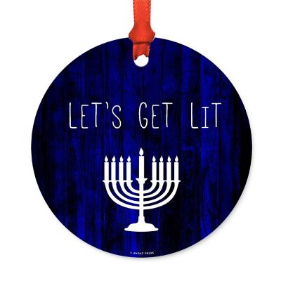 Metal Ornament Let's Get Lit Menorah Image 2
