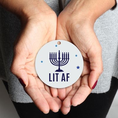 Metal Ornament Lit AF Menorah Image 1