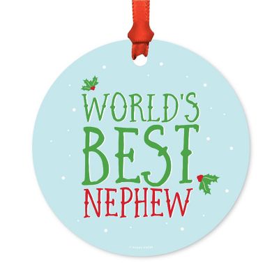 Metal Ornament Mistletoe Best Nephew Image 1