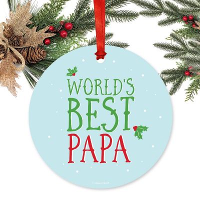 Metal Ornament Mistletoe Best Papa Image 1