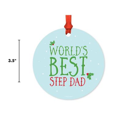 Metal Ornament Mistletoe Best Step Dad Image 2