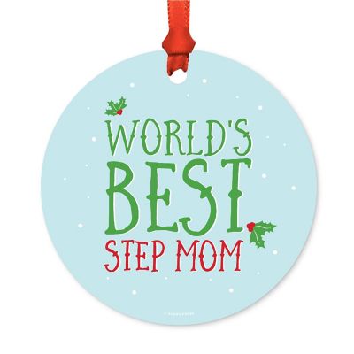 Metal Ornament Mistletoe Best Step Mom Image 1