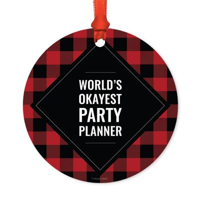 Metal Ornament Party Planner Black Plaid Image 1
