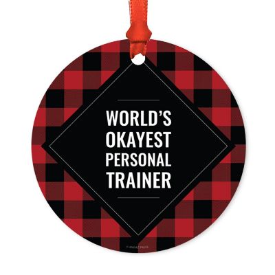 Metal Ornament Personal Trainer Plaid Image 1