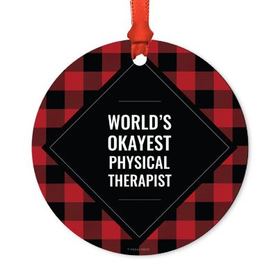 Metal Ornament Physical Therapist Plaid Image 1