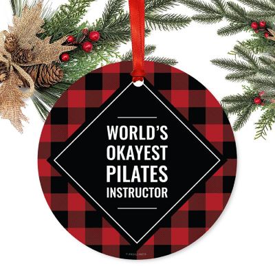 Metal Ornament Pilates Instructor Plaid Image 1