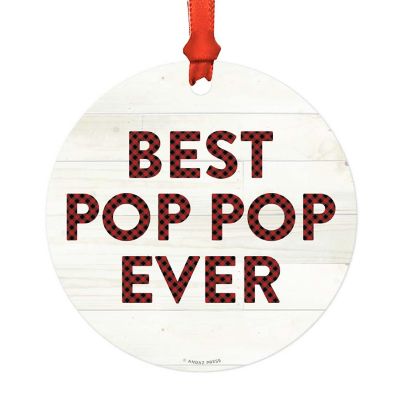 Metal Ornament  Pop Pop Ever Red Plaid Image 1