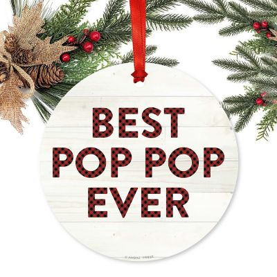 Metal Ornament  Pop Pop Ever Red Plaid Image 1