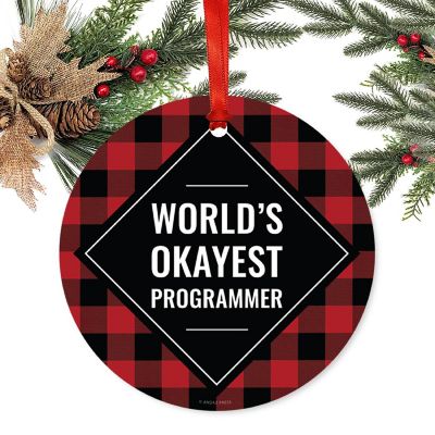 Metal Ornament Programmer Black Plaid Image 1