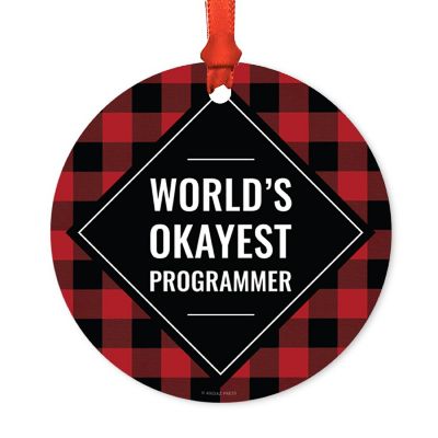Metal Ornament Programmer Black Plaid Image 1