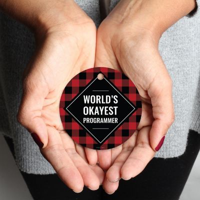 Metal Ornament Programmer Black Plaid Image 2