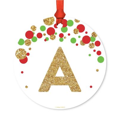 Metal Ornament Red Gold Glitter A Image 1