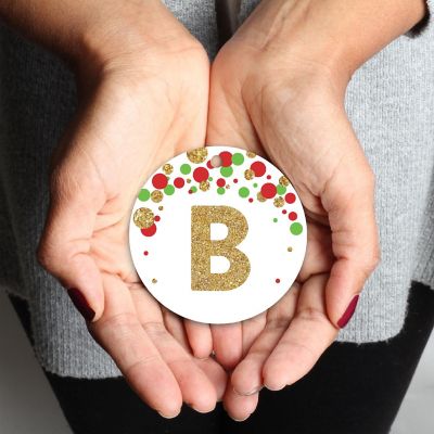 Metal Ornament Red Gold Glitter B Image 1