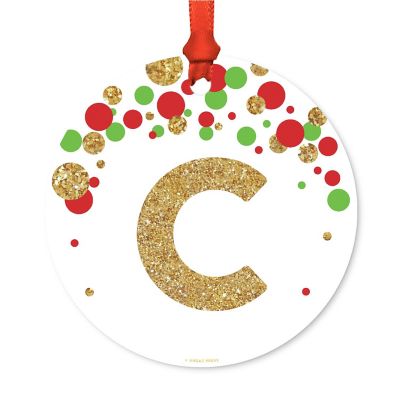 Metal Ornament Red Gold Glitter C Image 2