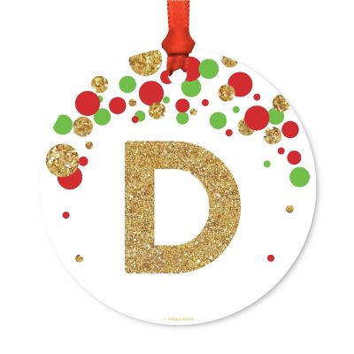 Metal Ornament Red Gold Glitter D Image 1