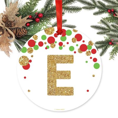 Metal Ornament Red Gold Glitter E Image 1