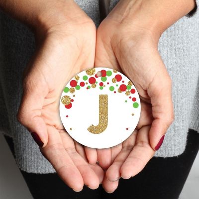 Metal Ornament Red Gold Glitter J Image 1