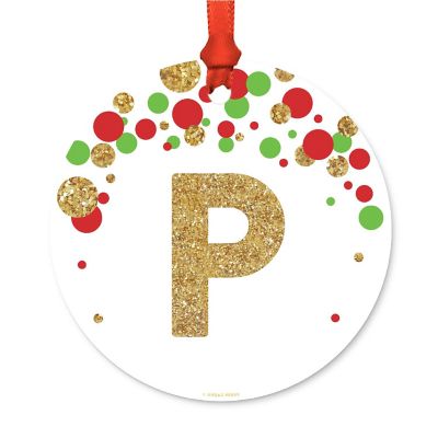 Metal Ornament Red Gold Glitter P Image 1