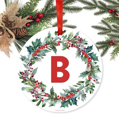 Metal Ornament Red Green Wreath B Image 1