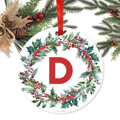 Metal Ornament Red Green Wreath D Image 1