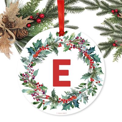 Metal Ornament Red Green Wreath E Image 1