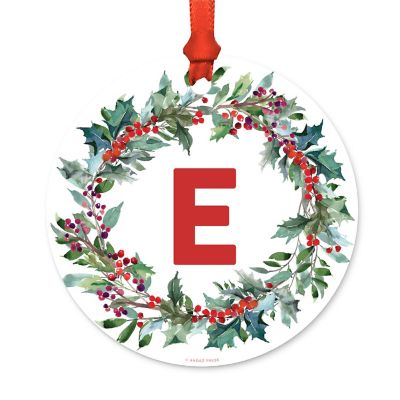 Metal Ornament Red Green Wreath E Image 1