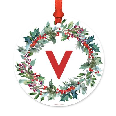 Metal Ornament Red Green Wreath V Image 1