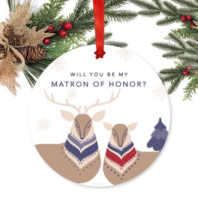 Metal Ornament Scandi Deer Matron Honor Image 1